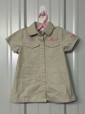 Infant Girls Khaki Camp Dress Safari Core Utility Minimalist Outdoor Aesthetic